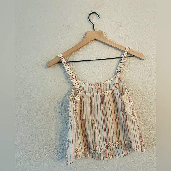 Madewell Rainbow Stripe Textured Button Front Tank - Picture 4 of 12